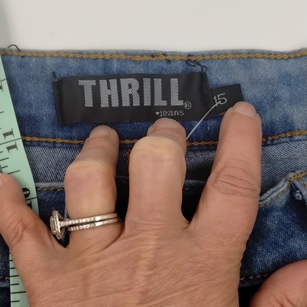 Thrill denim jeans size 15 stretch Distressed Skinny High Rise new! - Picture 8 of 11